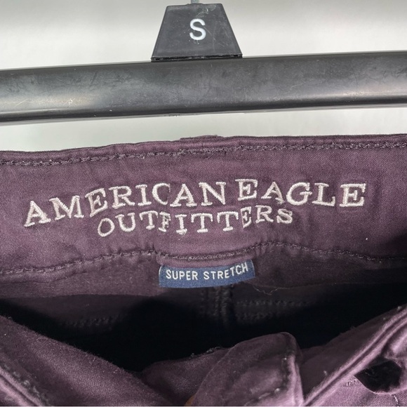 AMERICAN Eagle Outfitters Super Stretch Plum Sateen Skinny Jegging Pants - Picture 3 of 6